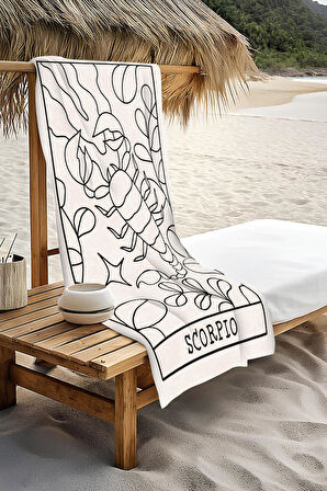 Dijital Baskı Plaj Deniz Havlusu Akrep Burcu Desenli Peştamal HVL0042