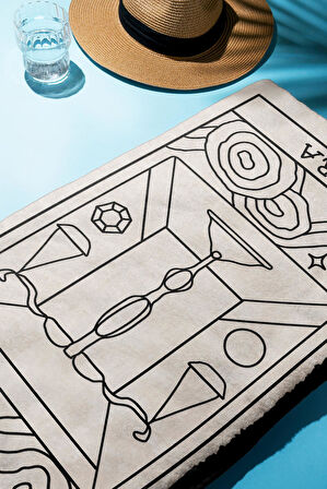 Dijital Baskı Plaj Deniz Havlusu Terazi Burcu Desenli Peştamal HVL0043