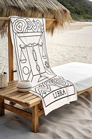 Dijital Baskı Plaj Deniz Havlusu Terazi Burcu Desenli Peştamal HVL0043