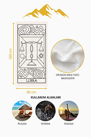 Dijital Baskı Plaj Deniz Havlusu Terazi Burcu Desenli Peştamal HVL0043