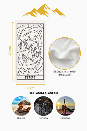 Dijital Baskı Plaj Deniz Havlusu Balık Burcu Desenli Peştamal HVL0049