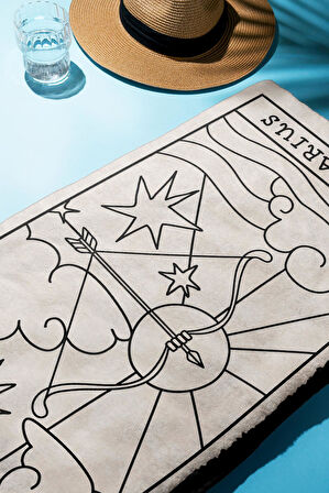 Dijital Baskı Plaj Deniz Havlusu Yay Burcu Desenli Peştamal HVL0052