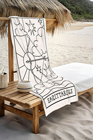 Dijital Baskı Plaj Deniz Havlusu Yay Burcu Desenli Peştamal HVL0052