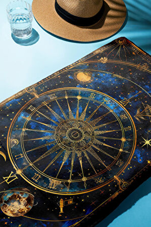 Dijital Baskı Plaj Deniz Havlusu Yıldız ve Galaksi Desenli Peştamal HVL0053