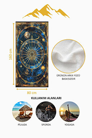 Dijital Baskı Plaj Deniz Havlusu Yıldız ve Galaksi Desenli Peştamal HVL0053