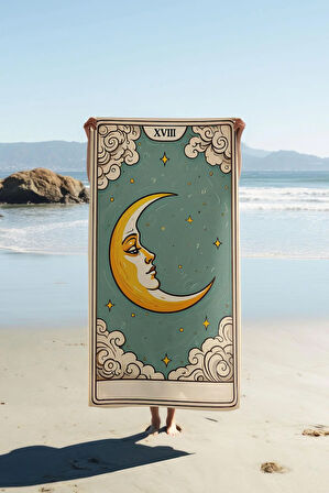 Dijital Baskı Plaj Deniz Havlusu Ay Desenli Peştamal HVL0068