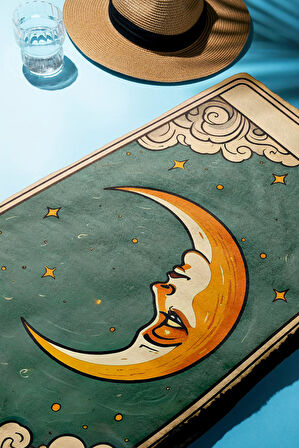 Dijital Baskı Plaj Deniz Havlusu Ay Desenli Peştamal HVL0068