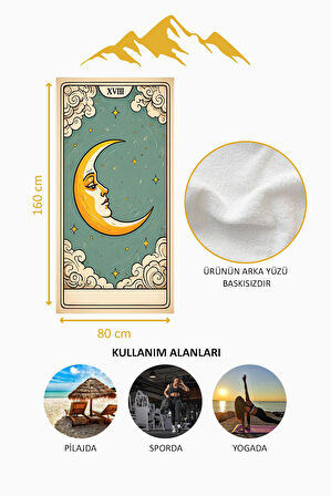 Dijital Baskı Plaj Deniz Havlusu Ay Desenli Peştamal HVL0068