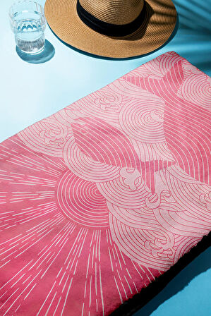 Dijital Baskı Plaj Deniz Havlusu Balık Desenli Peştamal HVL0069