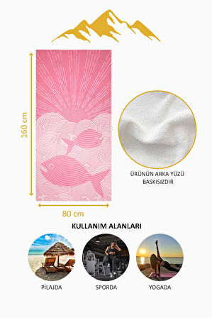 Dijital Baskı Plaj Deniz Havlusu Balık Desenli Peştamal HVL0069
