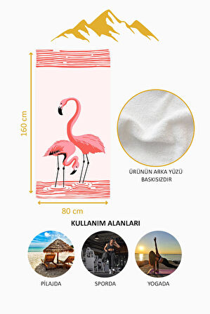 Dijital Baskı Plaj Deniz Havlusu Flamingo Desenli Peştamal HVL0072