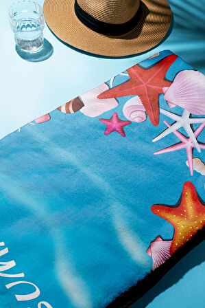 Dijital Baskı Plaj Deniz Havlusu Summer Desenli Peştamal HVL0073