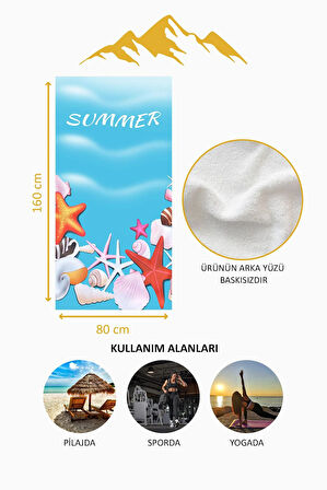 Dijital Baskı Plaj Deniz Havlusu Summer Desenli Peştamal HVL0073