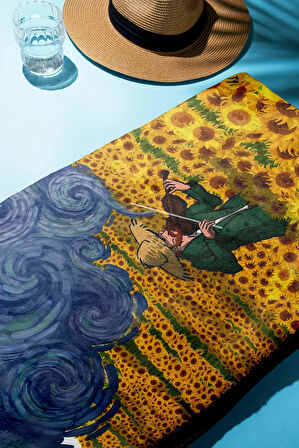 Dijital Baskı Plaj Deniz Havlusu Modern Desenli Peştamal HVL0074