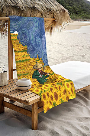 Dijital Baskı Plaj Deniz Havlusu Modern Desenli Peştamal HVL0074