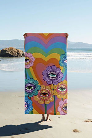 Dijital Baskı Plaj Deniz Havlusu Modern Desenli Peştamal HVL0076