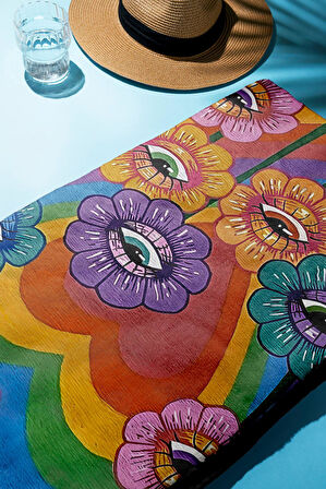 Dijital Baskı Plaj Deniz Havlusu Modern Desenli Peştamal HVL0076