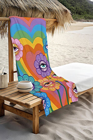 Dijital Baskı Plaj Deniz Havlusu Modern Desenli Peştamal HVL0076