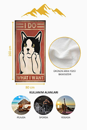 Dijital Baskı Plaj Deniz Havlusu Kedi Desenli Peştamal HVL0078