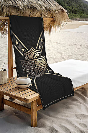 Dijital Baskı Plaj Deniz Havlusu Motor Desenli Peştamal HVL0079