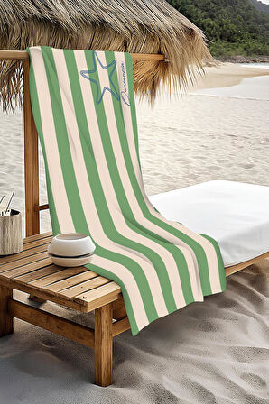 Dijital Baskı Plaj Deniz Havlusu Renkli Çizgi Desenli Peştamal HVL0082