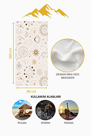 Dijital Baskı Plaj Deniz Havlusu Güneş ve Yıldız Desenli Peştamal HVL0083