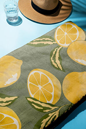 Dijital Baskı Plaj Deniz Havlusu Limon Desenli Peştamal HVL0084