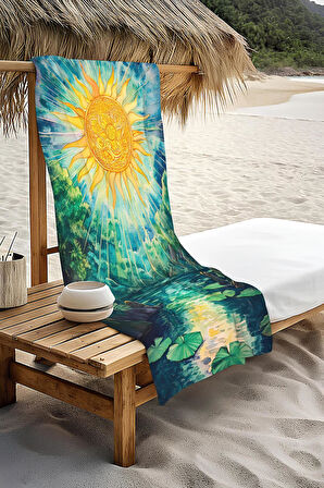 Dijital Baskı Plaj Deniz Havlusu Doğa Desenli Peştamal HVL0085