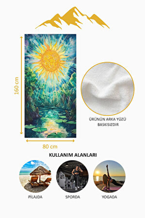 Dijital Baskı Plaj Deniz Havlusu Doğa Desenli Peştamal HVL0085