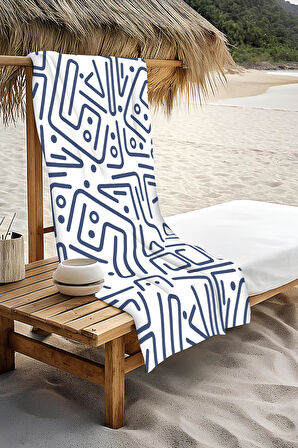 Dijital Baskı Plaj Deniz Havlusu Modern Desenli Peştamal HVL0088