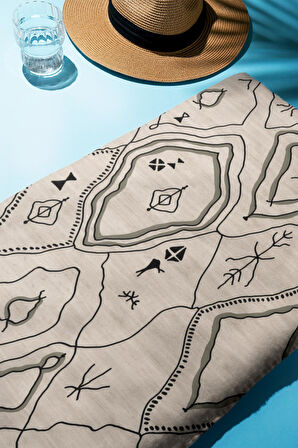 Dijital Baskı Plaj Deniz Havlusu Modern Desenli Peştamal HVL0091