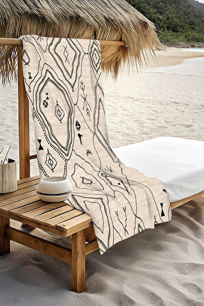 Dijital Baskı Plaj Deniz Havlusu Modern Desenli Peştamal HVL0091