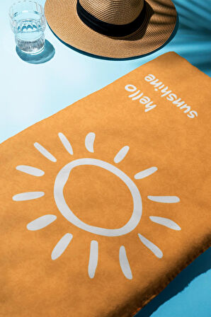 Dijital Baskı Plaj Deniz Havlusu Hello Sunshine Desenli Peştamal HVL0001
