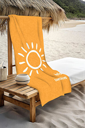 Dijital Baskı Plaj Deniz Havlusu Hello Sunshine Desenli Peştamal HVL0001