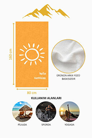 Dijital Baskı Plaj Deniz Havlusu Hello Sunshine Desenli Peştamal HVL0001