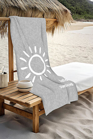 Dijital Baskı Plaj Deniz Havlusu Hello Sunshine Desenli Peştamal HVL0002