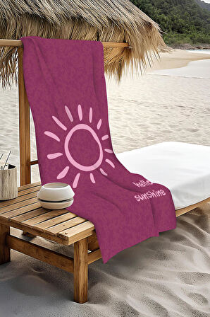 Dijital Baskı Plaj Deniz Havlusu Hello Sunshine Desenli Peştamal HVL0003