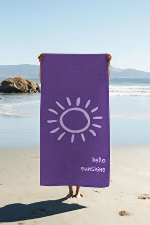 Dijital Baskı Plaj Deniz Havlusu Hello Sunshine Desenli Peştamal HVL0005