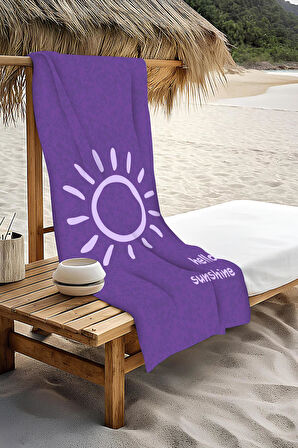Dijital Baskı Plaj Deniz Havlusu Hello Sunshine Desenli Peştamal HVL0005