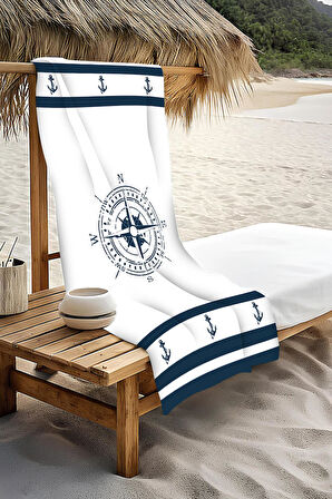 Dijital Baskı Plaj Deniz Havlusu Pusula Desenli Peştamal HVL0006