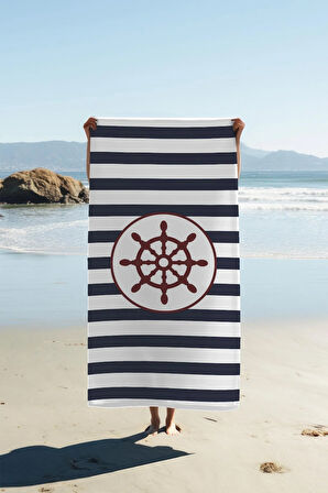 Dijital Baskı Plaj Deniz Havlusu Dümen Desenli Peştamal HVL0007