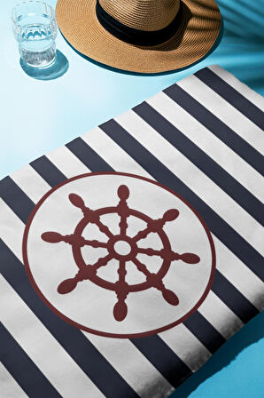 Dijital Baskı Plaj Deniz Havlusu Dümen Desenli Peştamal HVL0007