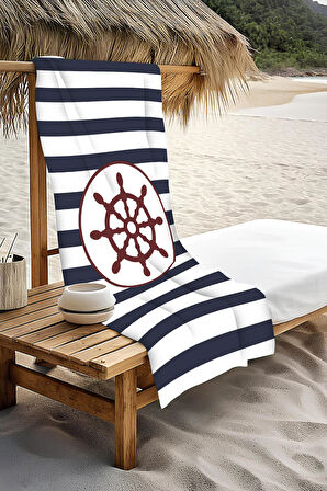 Dijital Baskı Plaj Deniz Havlusu Dümen Desenli Peştamal HVL0007