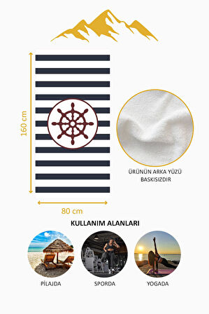 Dijital Baskı Plaj Deniz Havlusu Dümen Desenli Peştamal HVL0007