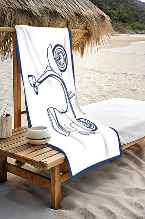 Dijital Baskı Plaj Deniz Havlusu Scooter Desenli Peştamal HVL0008