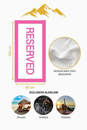 Dijital Baskı Plaj Deniz Havlusu Reserved Desenli Peştamal HVL0010