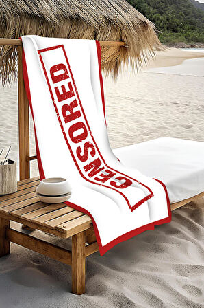 Dijital Baskı Plaj Deniz Havlusu Censored Desenli Peştamal HVL0012