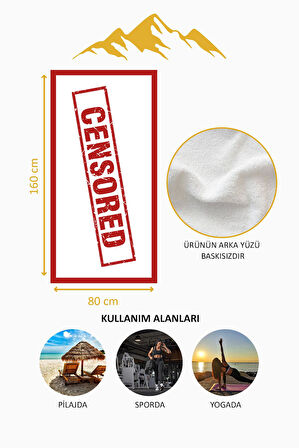 Dijital Baskı Plaj Deniz Havlusu Censored Desenli Peştamal HVL0012