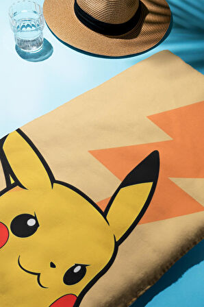 Dijital Baskı Plaj Deniz Havlusu Pikachu Desenli Peştamal HVL0013