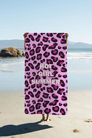 Dijital Baskı Plaj Deniz Havlusu Leoparlı Desen Peştamal HVL0015